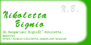 nikoletta bignio business card